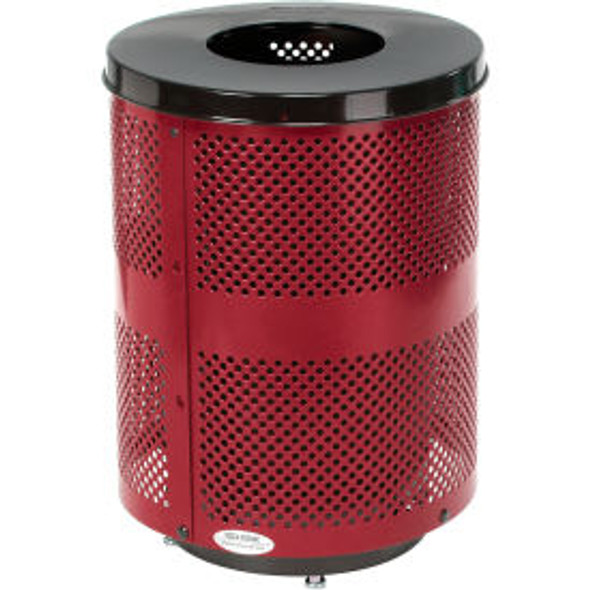 Global Industrial Outdoor Perforated Steel Trash Can With Flat Lid & Base 36 Gal