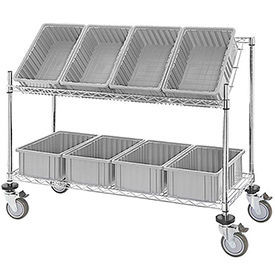Global Industrial Easy Access Slant Shelf Chrome Wire Cart 8 Gray Grid Container