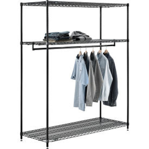 Free Standing Clothes Rack - 3 Shelf - 60""W x 24""D x 74""H - Black