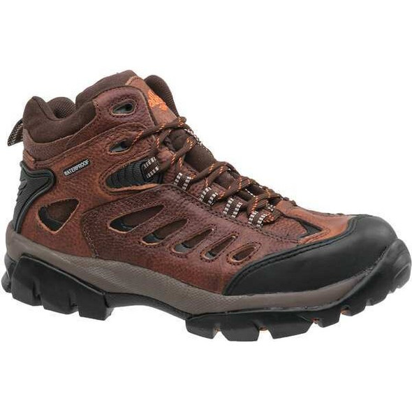 Men's Hiker Boot, 13 M, Steel Toe, 6 in H, Brown, N9546