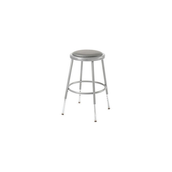 Interion Steel Shop Stool with Padded Seat - Adjustable Height 19"" - 27"" - Gra