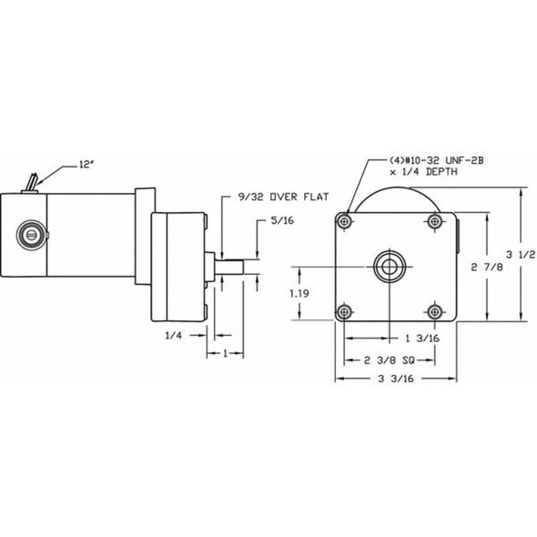 DC Gearmotor, 13 in-lb Max. Torque, 76 RPM Nameplate RPM, 12V DC Voltage  1LPV3