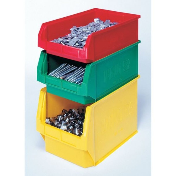 Storage Bin, Polyethylene, Red, 11 7-8 in H, 12 3-8 in W, 19 3-4 in L  QMS533RD