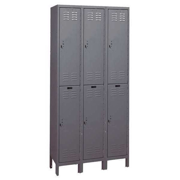 Wardrobe Locker, 36 in W, 12 in D, 78 in H, (2) Tier, (3) Wide, Dark Gray