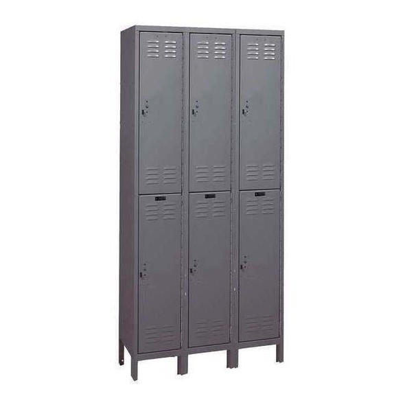 Wardrobe Locker, 36 in W, 12 in D, 78 in H, (2) Tier, (3) Wide, Dark Gray