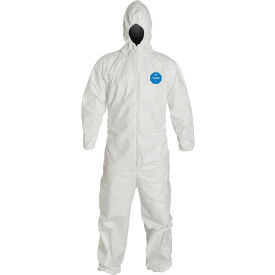 DuPont Tyvek 400 Coverall  Hood Elastic Wrist & Ankle Stormflap White MD 25/Qty