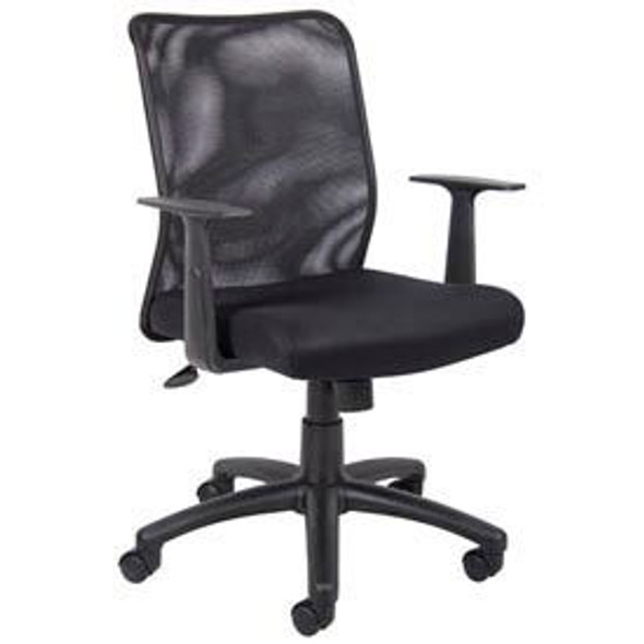 Interion Mesh Office Chair with Adjustable Arms & Mid Back Fabric Black