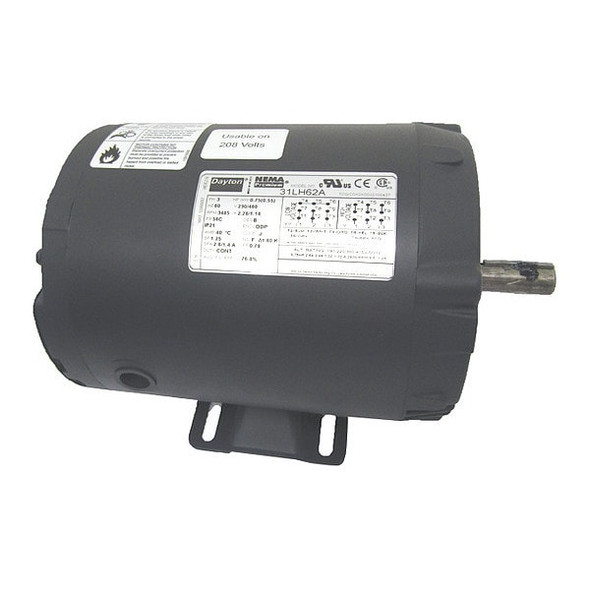Three-Phase General Purpose Motor, 3/4 HP, 56C Frame, 230/460V AC Voltage, 3485 Nameplate RPM