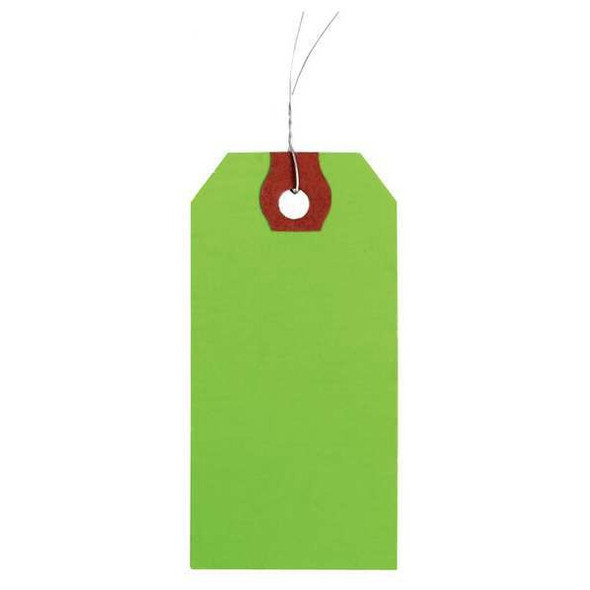 1-3/8" x 2-3/4" Green Paper Wire Tag, Includes 12" Wire, Pk1000