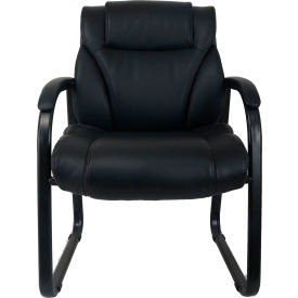 Interion Antimicrobial Bonded Leather Guest Chair Black