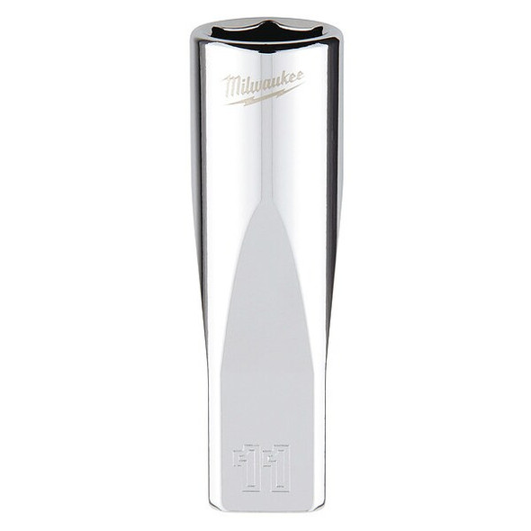 1/4 in. Drive 11mm Metric 6-Point Deep Socket with FOUR FLAT Sides