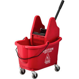 Global Industrial Mop Bucket And Wringer Combo 38 Qt. Down Press Red