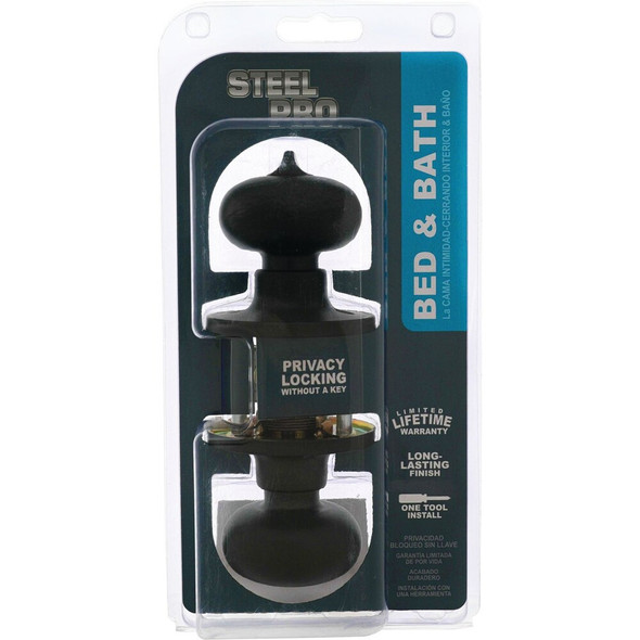 Steel Pro Matte Black Half Round Privacy Knob TFX910B 231776