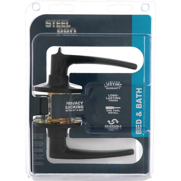 Steel Pro Matte Black Straight Privacy Door Lever LHX901B 245338