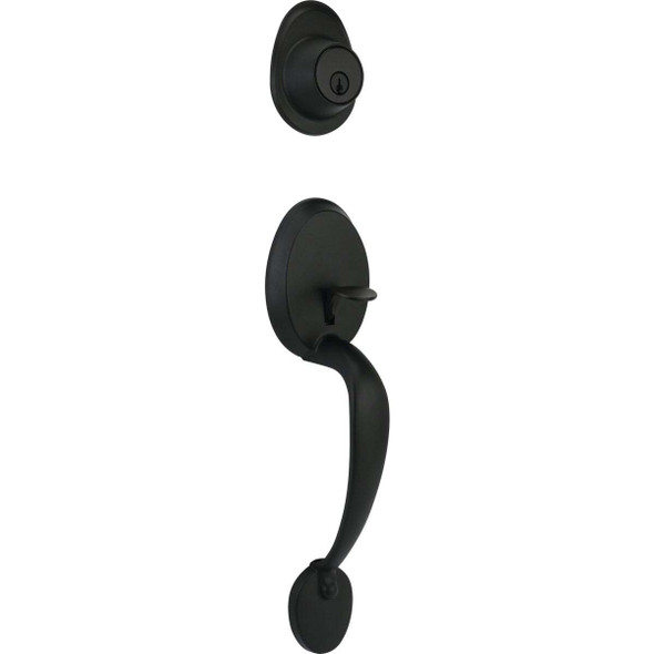 Steel Pro Matte Black Entry Door Handleset with Half Round Interior Knob HY7X9F1