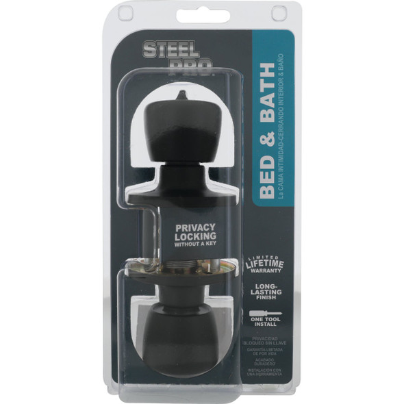 Steel Pro Matte Black Tulip Privacy Knob TRX910B 211941
