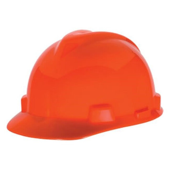 MSA V-Gard® Standard Slotted Cap w/ Fas-Trac® Suspension, Hi-Vis Orange, 1/Each