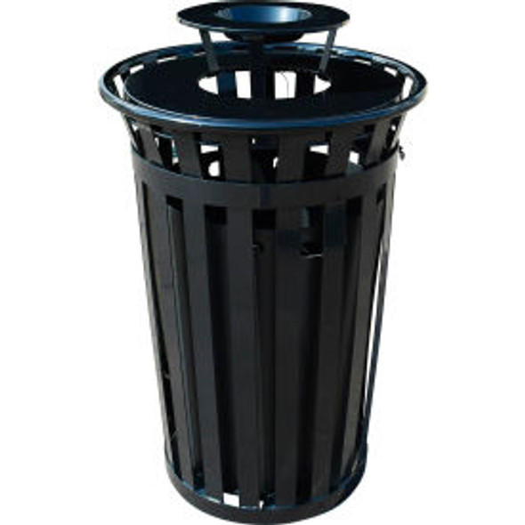Global Industrial Outdoor Slatted Steel Trash Can w/ Ashtray Lid & Access Door 3