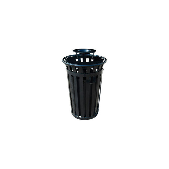 Global Industrial Outdoor Slatted Steel Trash Can w/ Ashtray Lid & Access Door 3