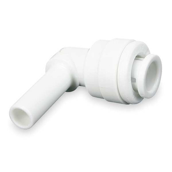 Push-Fit Elbow Fitting, 1/4 in Tube Size, Acetal, White, 10 PK
