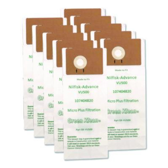 Green Klean® Replacement Vacuum Bags, Fits Advance Vu500, 10/pack GK-VU500-P