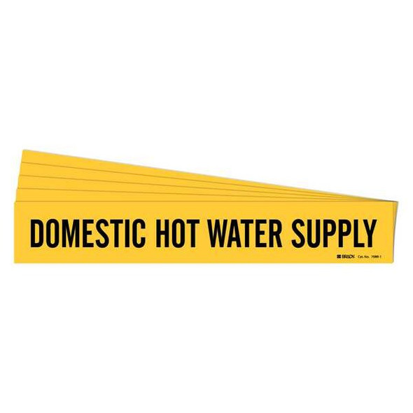Brady Pipe Marker,Domestic Hot Water Sup.,PK5 7089-1-PK