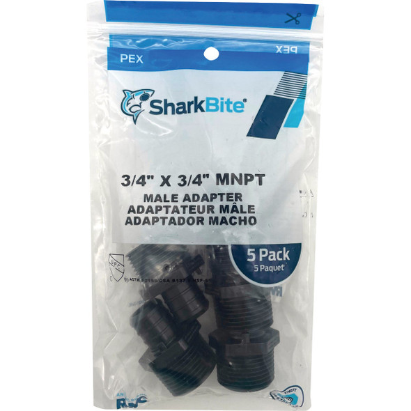 SharkBite 3-4 In. Barb x 3-4 In. MPT Poly-Alloy PEX Adapter (5-Pack) UP134A5 434859
