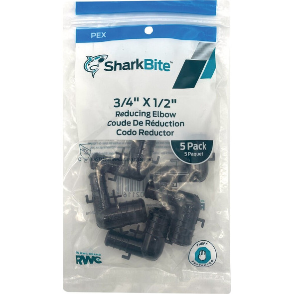 SHARKBITE 5pk 3-4x1-2cf Elbow UP274A5 472462