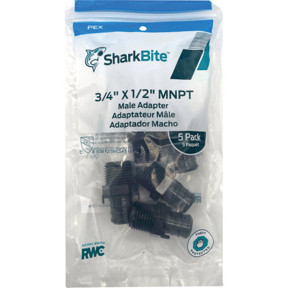 SharkBite 3-4 In. Barb x 1-2 In. MPT Poly-Alloy PEX Adapter (5-Pack) UP138A5 488311