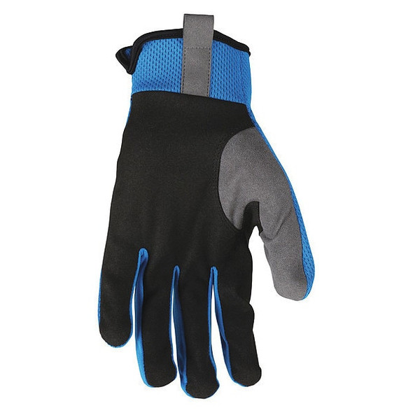 Mcr Safety 951 Mechanics Gloves, Synthetic Leather Palm, Spandex Back, XL, Black/Blue/Gray 951XL