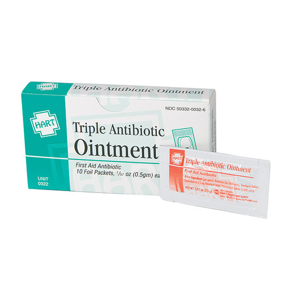HART Health® Triple Antibiotic Ointment, 0.5 g, 10/Box