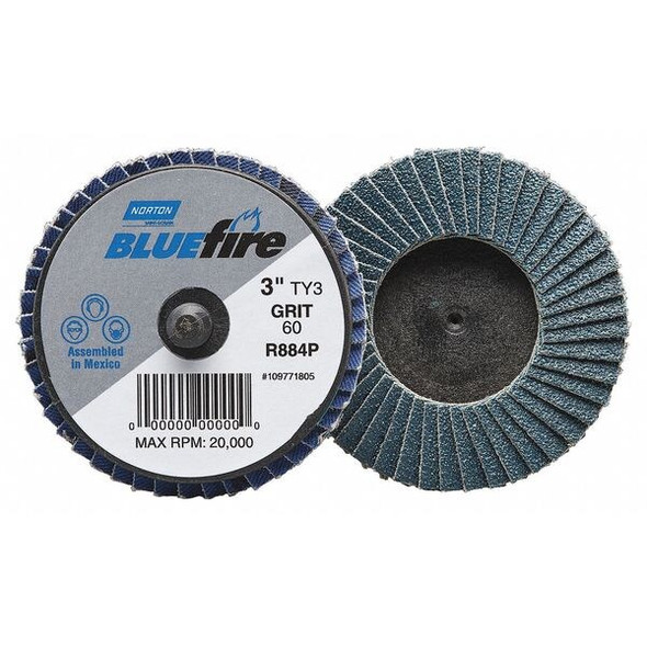 Norton Abrasives Flap Disc, 3 in Dia, P60 Grit, Type 27 77696090172 Norton Abrasives Flap Disc, 3 in Dia, P60 Grit, Type 27 77696090172