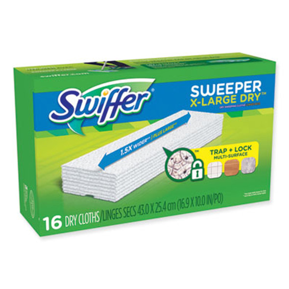 Swiffer® Sweeper XL Dry Refill Cloths, 16.9" x 9.8", White, 16/Box 80337556
