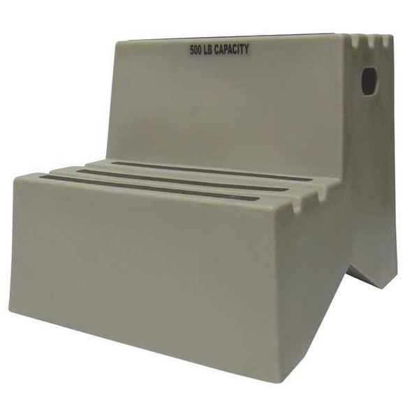 Box Step, 2 Steps, 500 lb Load Capacity, 19 1/2 in Overall Height, Plastic, Gray