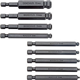 Bondhus 10899 Set 9 Balldriver Power Bits 2-12mm