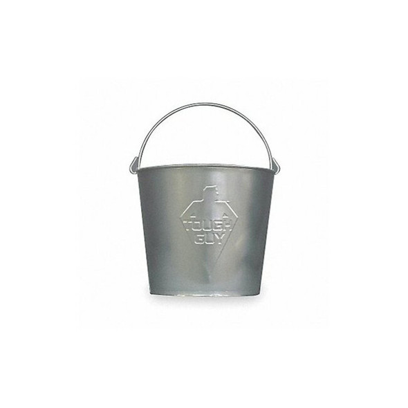 3 1/2 gal Round Bucket, 11 in H, 11 13/64 in Dia, Silver, Galvanized Steel