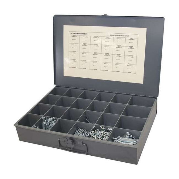 Cotter Pin Assortment, Steel, Zinc Plated, 2306 Pcs