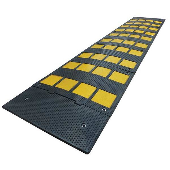 Speed Bump, Rubber, 1 1/8 in Height, 9 ft Length, Black/Yellow