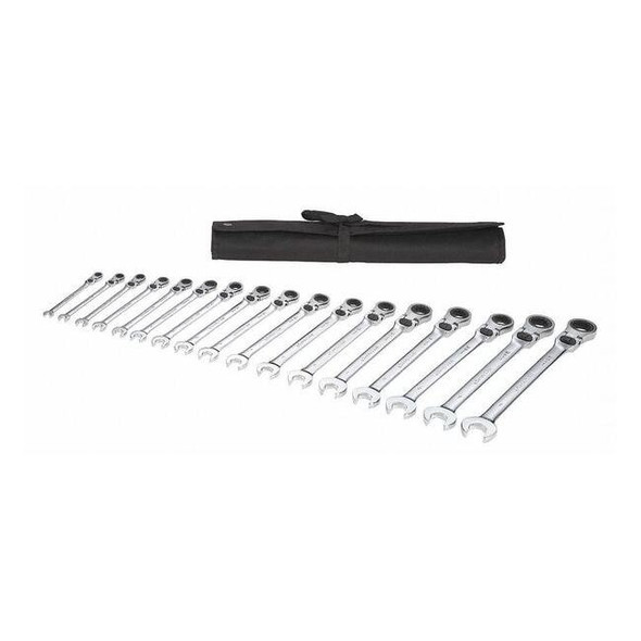 Westward Ratcheting Wrench Set,Metric,17 pcs. 54DG29