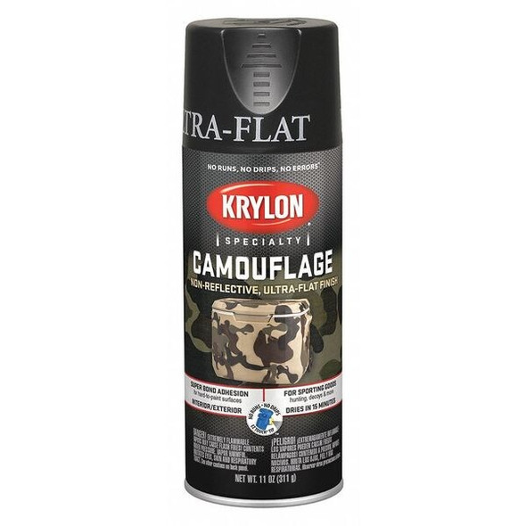 Krylon Spray Paint, Black, Ultra-Flat, Solvent, 11 oz K04290777
