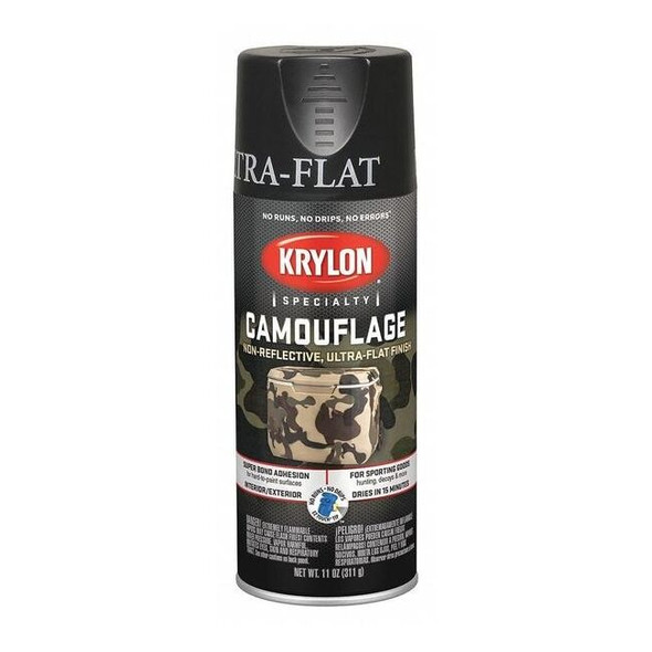 Krylon Spray Paint, Black, Ultra-Flat, Solvent, 11 oz K04290777