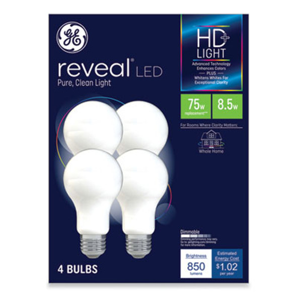 GE Reveal Hd+ Led A19 Light Bulb, 8.5 W, 4/pack 93127795 GE Reveal Hd+ Led A19 Light Bulb, 8.5 W, 4/pack 93127795