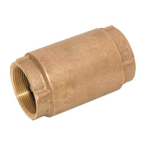 Spring Check Valve, Inline, 1/2 in, FNPT x FNPT, Bronze Body