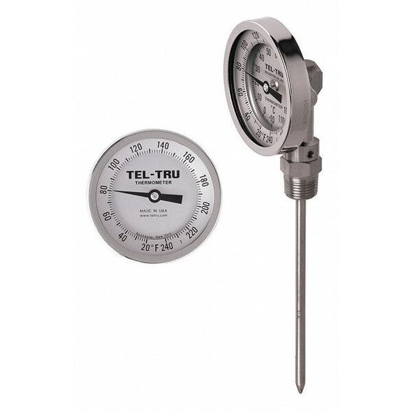 Tel-Tru Analog Dial Thermometer,Stem 18" L BC550R-1867
