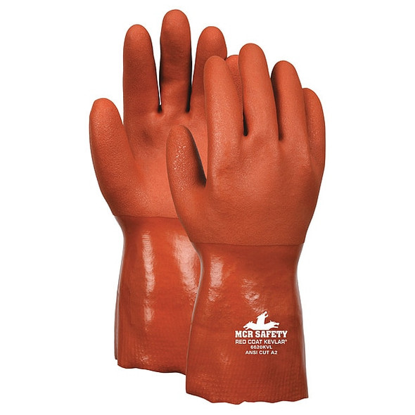 Redcoat Chemical Resistant Gloves, PVC, 10 in L, 8.00 mil, Red, L, 1 PR