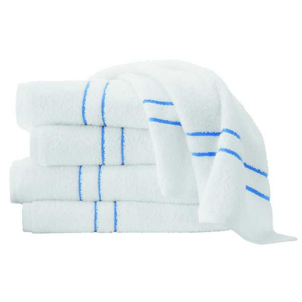 Martex Pool Towel,White w/Blue Dobby,PK12 7133196