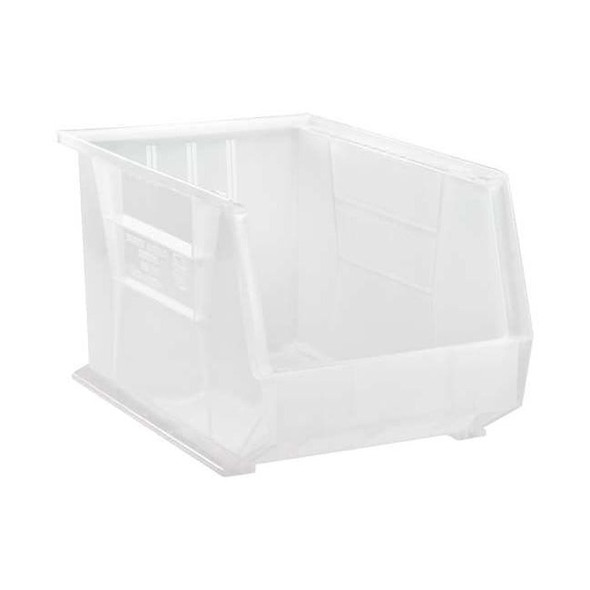 Hang & Stack Storage Bin, Polypropylene, Clear, 10 in H, 11 in W, 18 in L