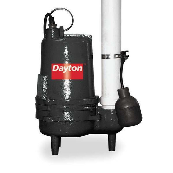 Dayton 1/2 HP 2" Auto Submersible Sewage Pump 230V Tether 3BB89