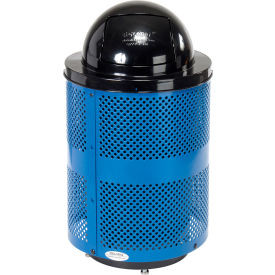 Global Industrial Outdoor Perforated Steel Trash Can With Dome Lid & Base 36 Gal