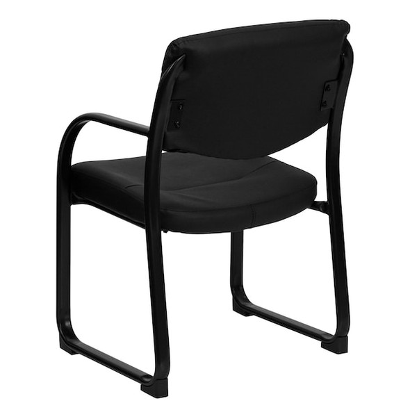 Contemporary Executive Side Reception Chair, Black Seat, Black Back, 23" W 24-1/2" L 34" H, Curved